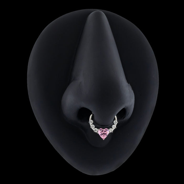 Lilou- Titanium Hinged Ring w/ Heart Gem - Khrysos Jewelry