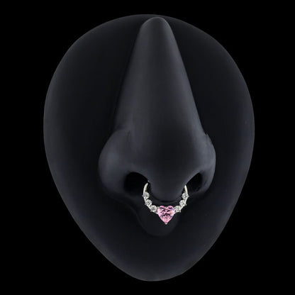 Lilou- Titanium Hinged Ring w/ Heart Gem - Khrysos Jewelry