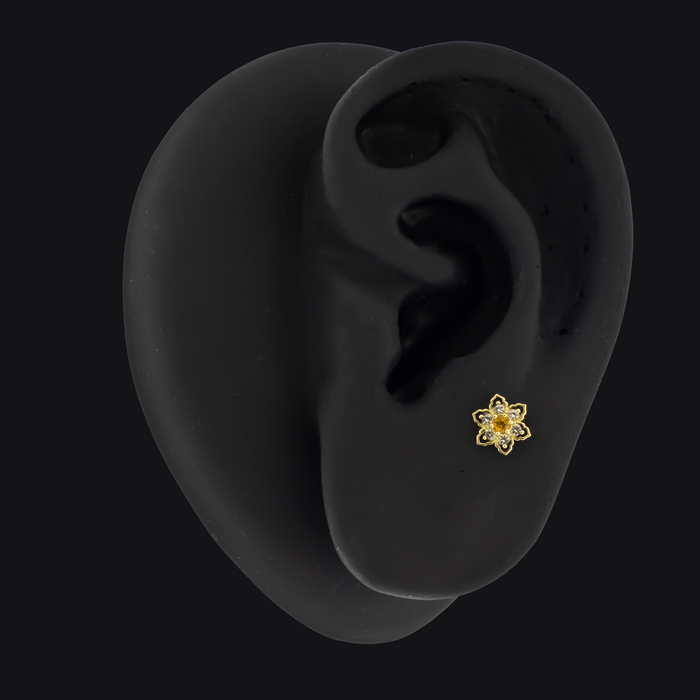 Lily - 18kt Gold Threadless End - Khrysos Jewelry