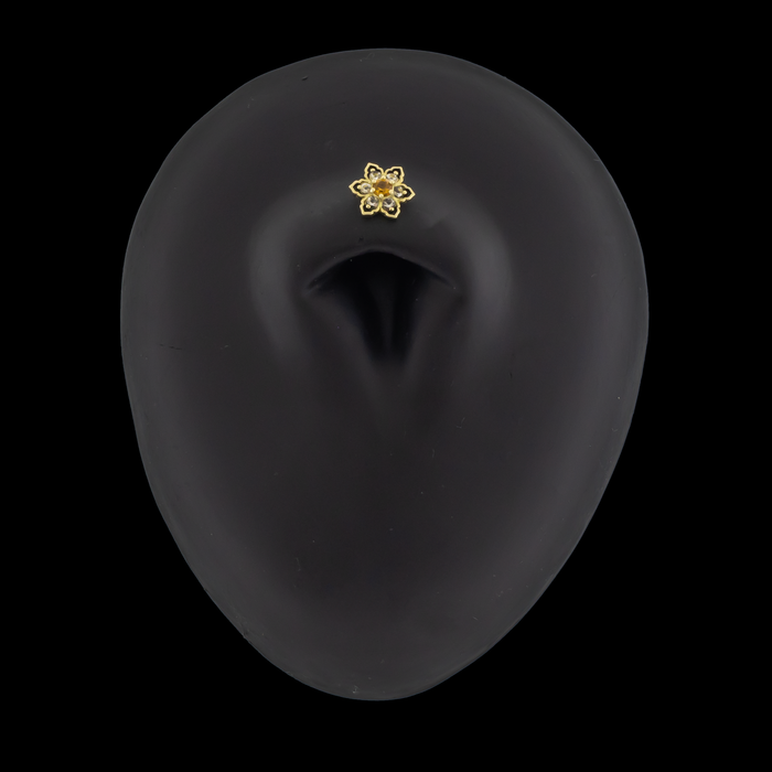 Lily - 18kt Gold Threadless End - Khrysos Jewelry