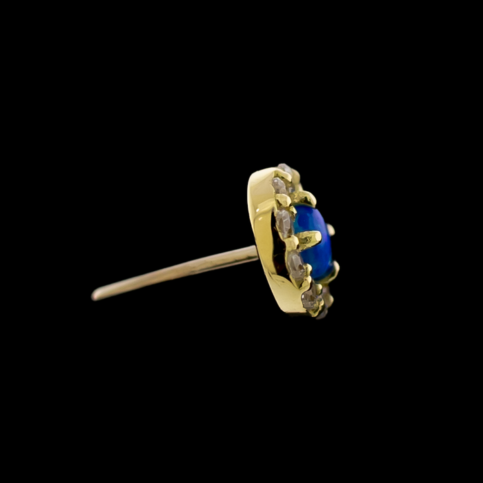 Liora 14KT Gold Threadless Opal End with Premium Zirconia Frame - Khrysos Jewelry