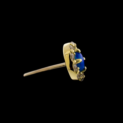 Liora 14KT Gold Threadless Opal End with Premium Zirconia Frame - Khrysos Jewelry