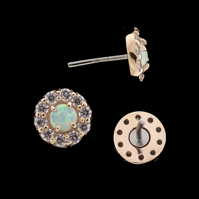 Liora 14KT Gold Threadless Opal End with Premium Zirconia Frame - Khrysos Jewelry