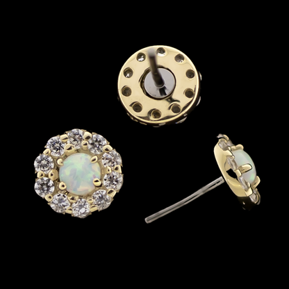 Liora 14KT Gold Threadless Opal End with Premium Zirconia Frame - Khrysos Jewelry