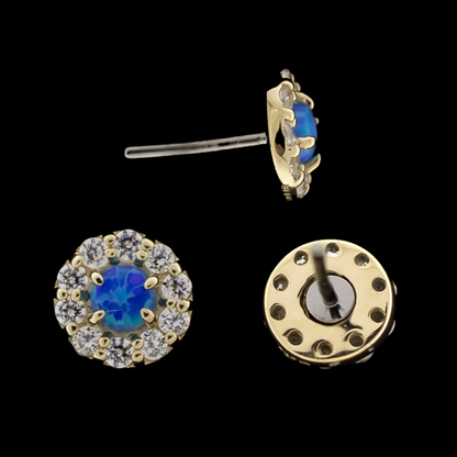 Liora 14KT Gold Threadless Opal End with Premium Zirconia Frame - Khrysos Jewelry
