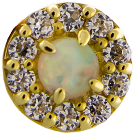 Liora 14KT Gold Threadless Opal End with Premium Zirconia Frame - Khrysos Jewelry