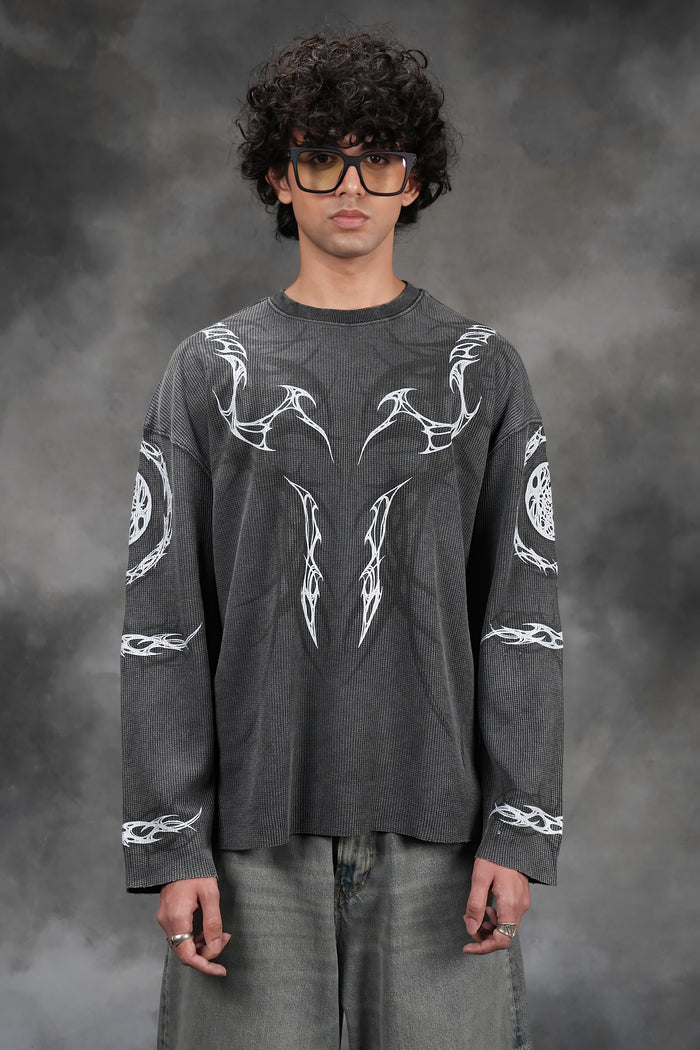 Malevolent Body - Waffle Fabric Full Sleeve T-shirt