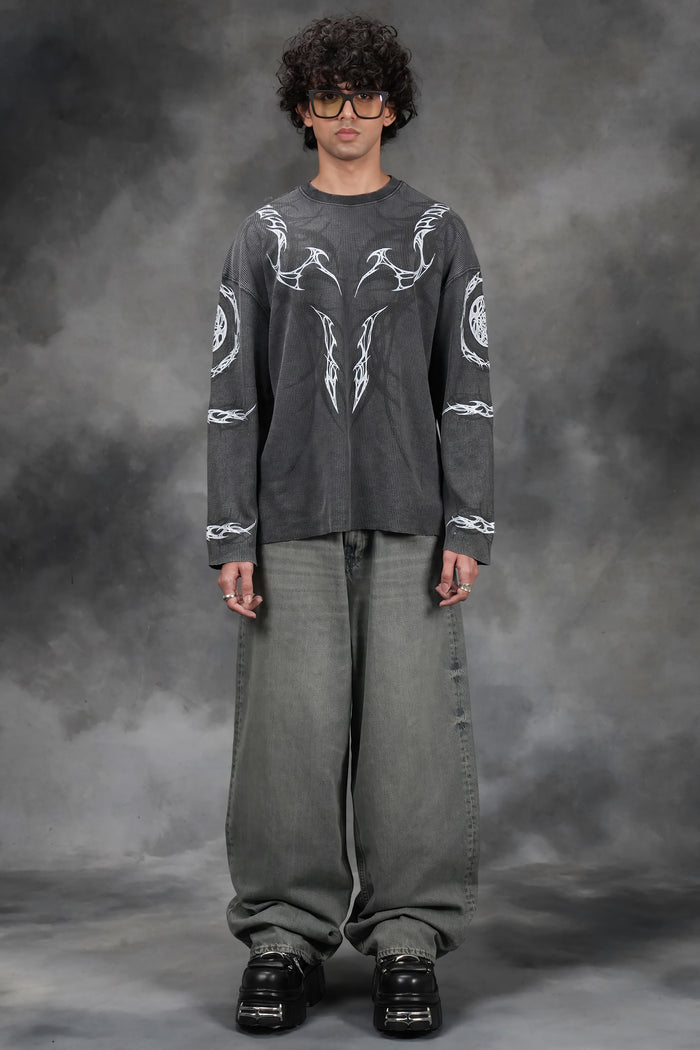Malevolent Body - Waffle Fabric Full Sleeve T-shirt