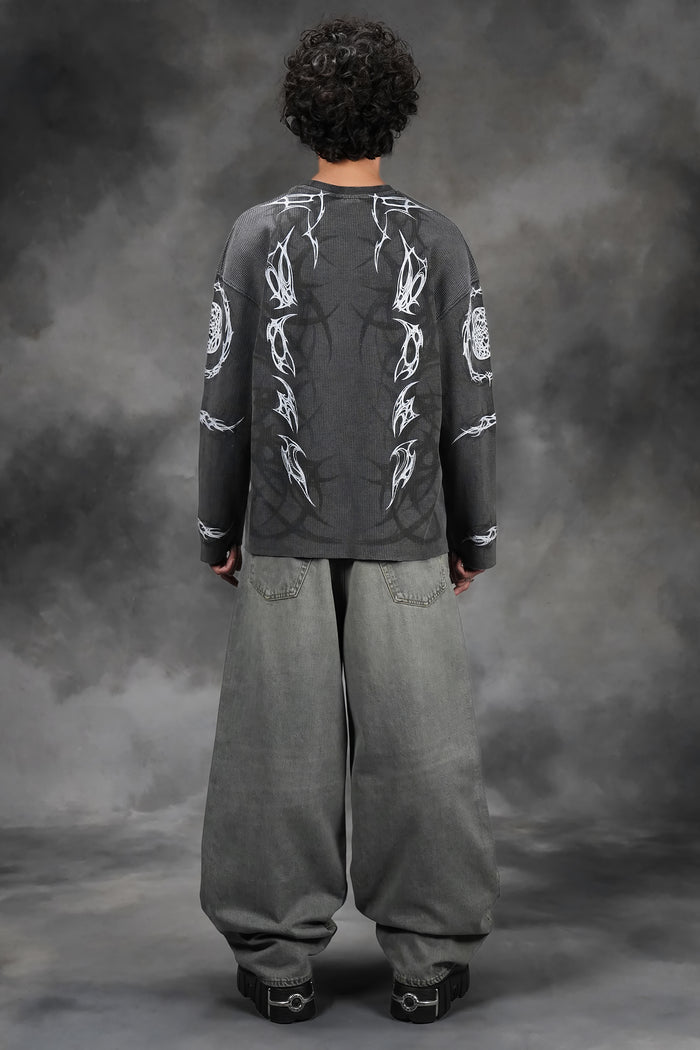 Malevolent Body - Waffle Fabric Full Sleeve T-shirt
