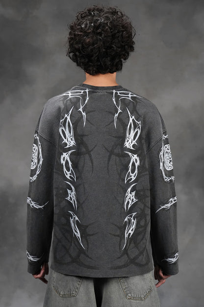 Malevolent Body - Waffle Fabric Full Sleeve T-shirt