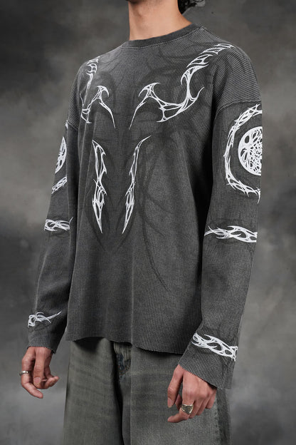 Malevolent Body - Waffle Fabric Full Sleeve T-shirt
