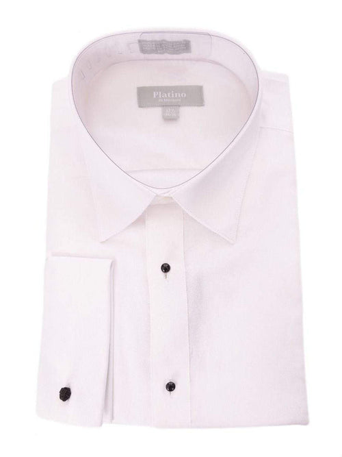 Marquis 15 1/2 32/33 Marquis Classic Fit White Textured Spread Collar French Cuff Cotton Tuxedo Shirt