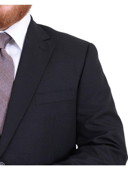 Arthur Black TWO PIECE SUITS Men's Arthur Black Executive Portly Fit Black Striped 2 Button 2 Piece Wool Suit