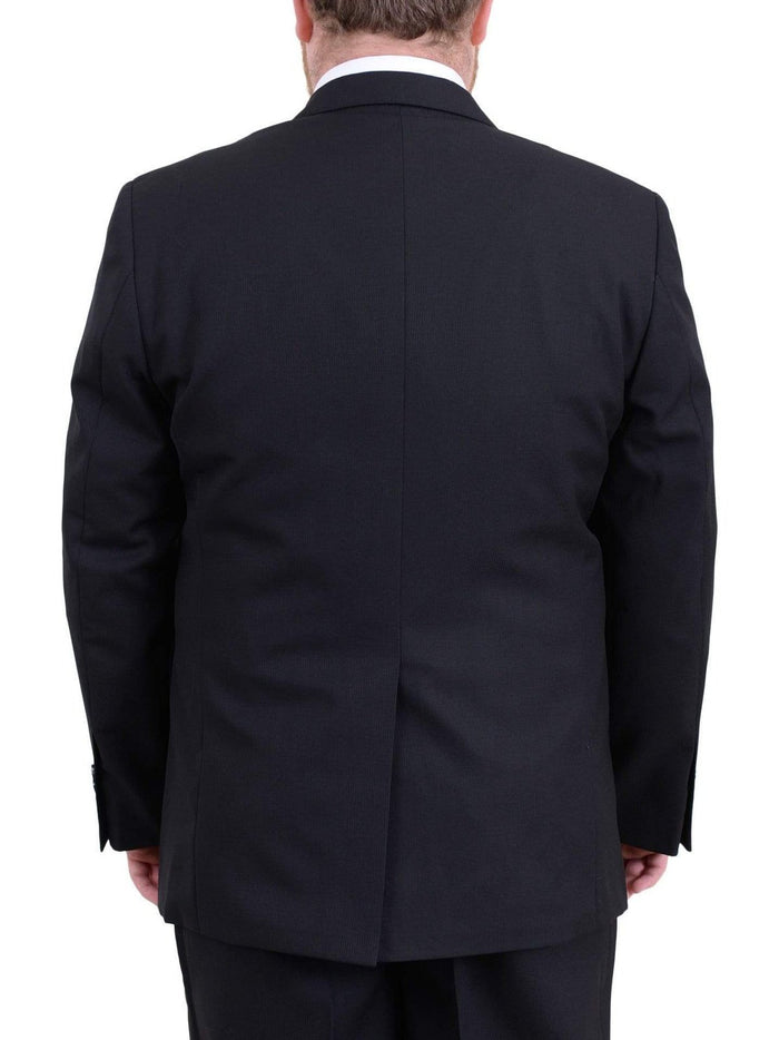 Arthur Black TWO PIECE SUITS Men's Arthur Black Executive Portly Fit Black Striped 2 Button 2 Piece Wool Suit