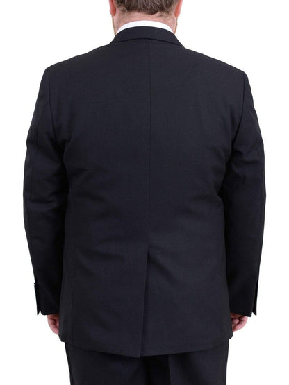 Arthur Black TWO PIECE SUITS Men's Arthur Black Executive Portly Fit Black Striped 2 Button 2 Piece Wool Suit