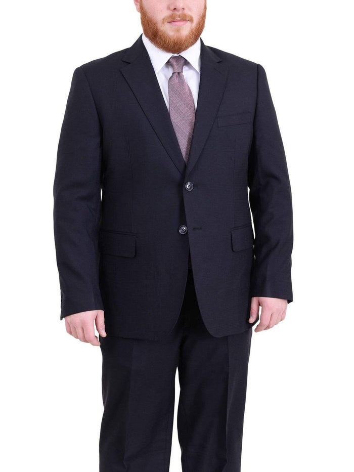 Arthur Black Sale Suits Men's Arthur Black Executive Portly Fit Navy Blue Plaid Two Button Wool Suit
