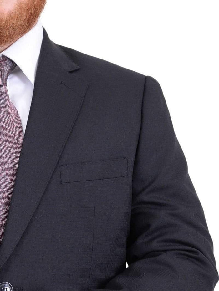 Arthur Black Sale Suits Men's Arthur Black Executive Portly Fit Navy Blue Plaid Two Button Wool Suit