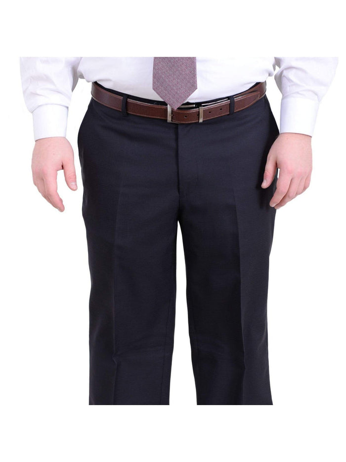 Arthur Black Sale Suits Men's Arthur Black Executive Portly Fit Navy Blue Plaid Two Button Wool Suit