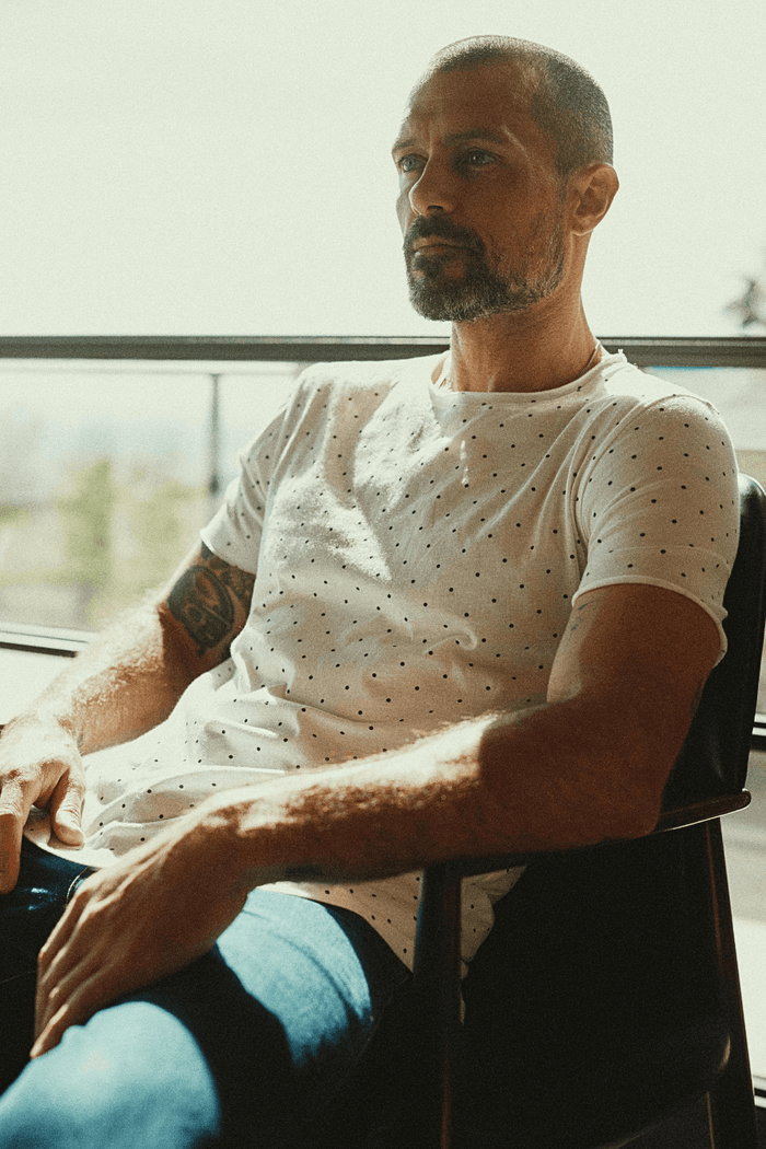 Men's Brolin Raw Neck Crew Dot Print Tee