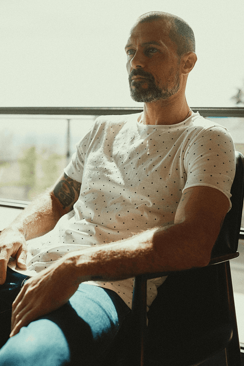 Men's Brolin Raw Neck Crew Dot Print Tee