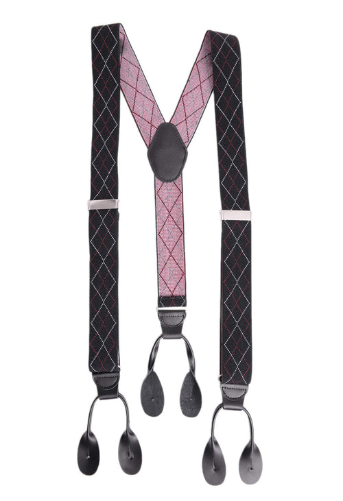 Ariston Suspenders Mens Button Black Leather Braces Adjustable Y Back Suspenders Xlong Available