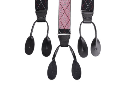 Ariston Suspenders Mens Button Black Leather Braces Adjustable Y Back Suspenders Xlong Available