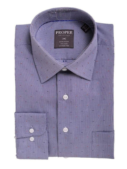 Proper Shirtings SHIRTS 14 1/2 32/33 Mens Classic Fit Blue Mini Herringbone Spread Collar Cotton Dress Shirt