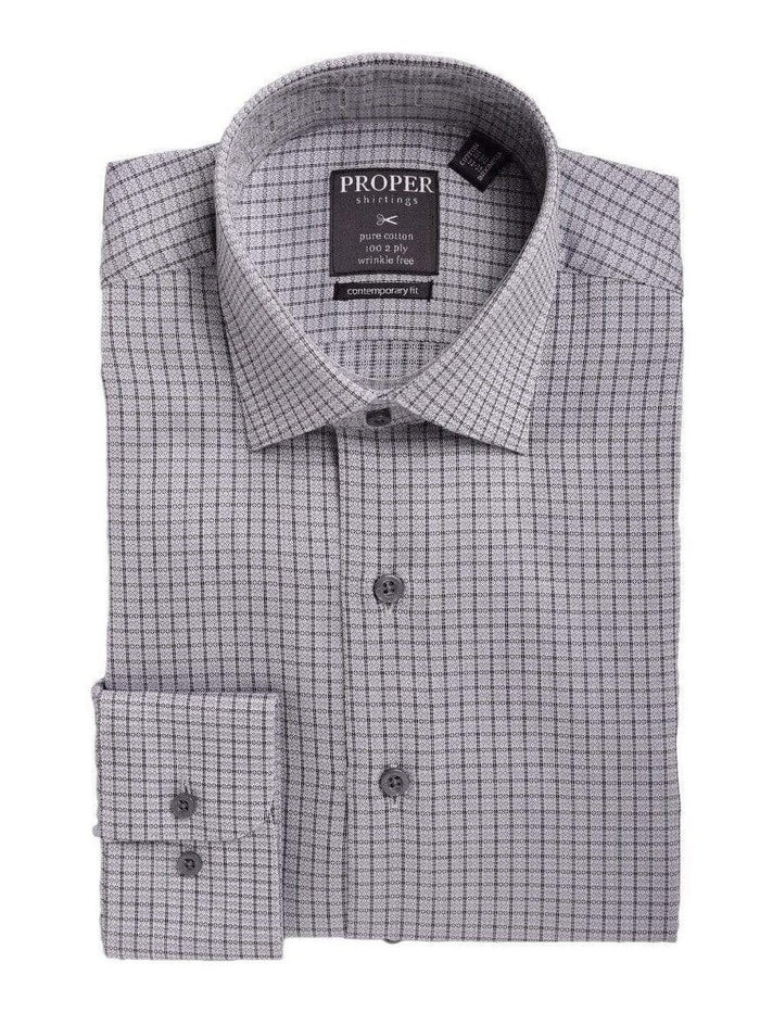 Proper Shirtings SHIRTS 16 1/2 / 34/35 Mens Classic Fit Gray Check With Diamonds Spread Collar Cotton Dress Shirt