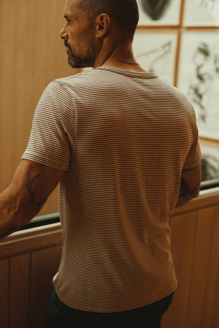Men's Cotton Cross V-Neck Stripe Tee - view 2