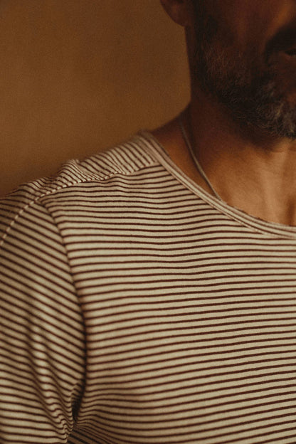 Men's Cotton Raw Edge Patch Sleeve Stripe Tee - view 5