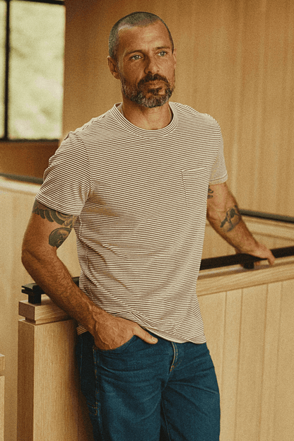 Men's Cotton V-Pocket Stripe Tee