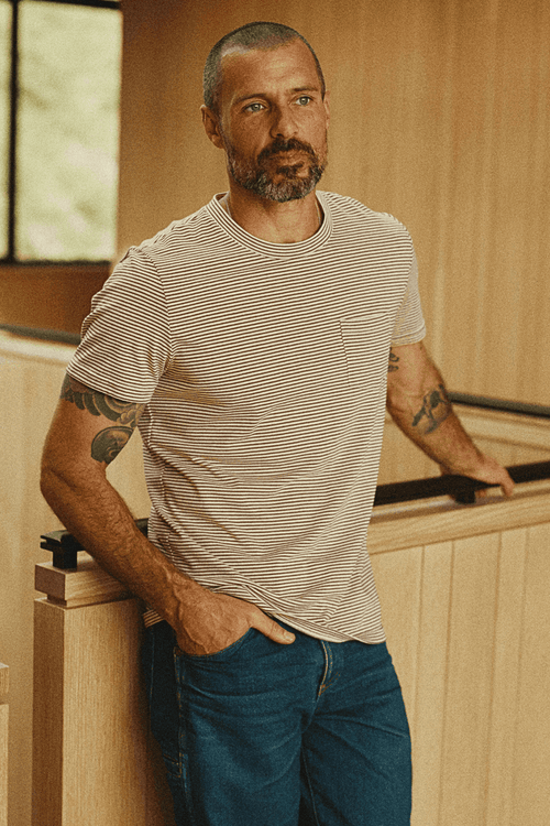 Men's Cotton V-Pocket Stripe Tee