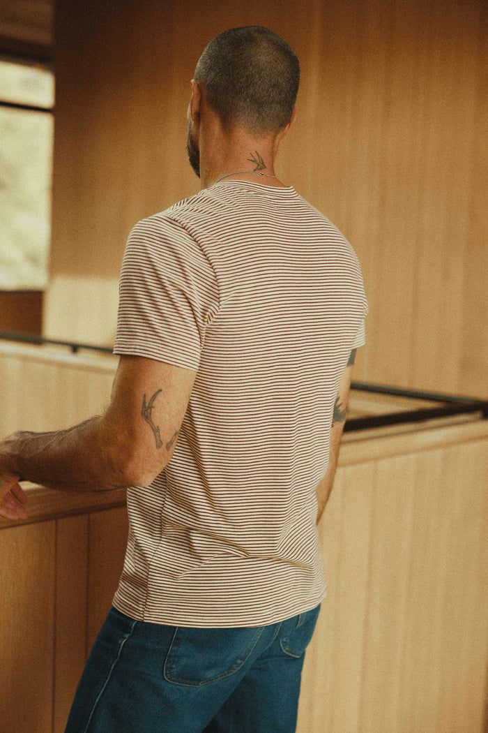 Men's Cotton V-Pocket Stripe Tee - view 4