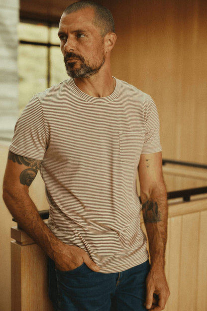 Men's Cotton V-Pocket Stripe Tee