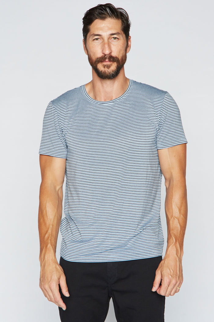 Men's Crew Neck Stripe Tee - Blue / Black