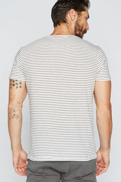 Men's Crew Neck Stripe Tee - White / Black - view 2
