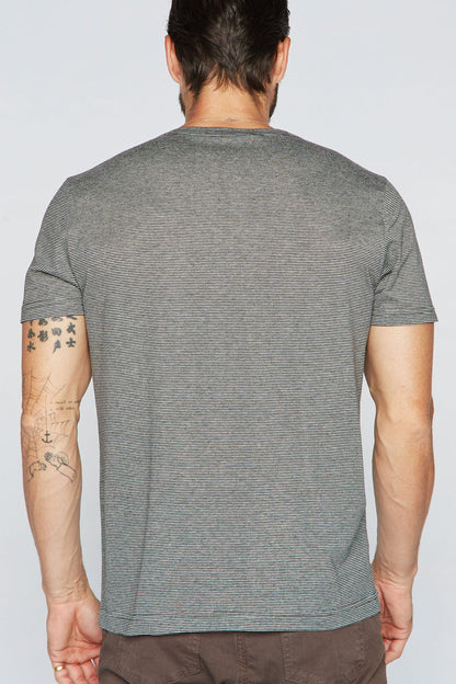 Men's Cross V-Neck Stripe Tee - Black / White Mini Stripe - view 2