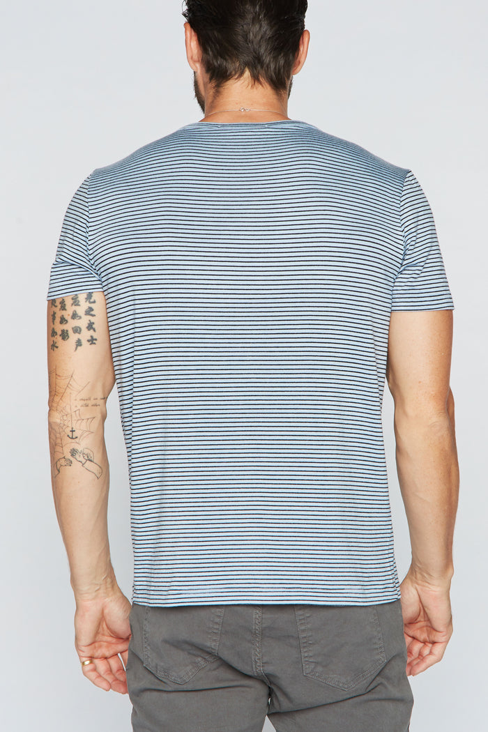 Men's Cross V-Neck Stripe Tee - Blue / Black - view 2