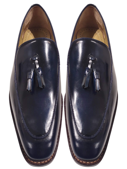 Men’s Navy Leather Tassel Loafers
