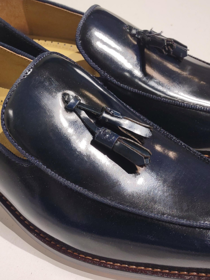 Men’s Navy Leather Tassel Loafers