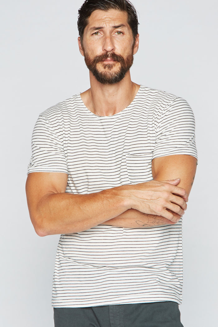 Men's Sailor Pocket Stripe Tee - White/Black