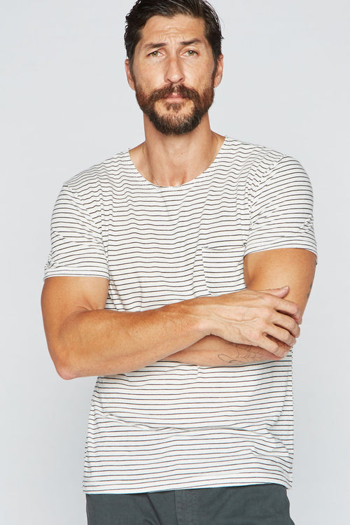 Men's Sailor Pocket Stripe Tee - White/Black