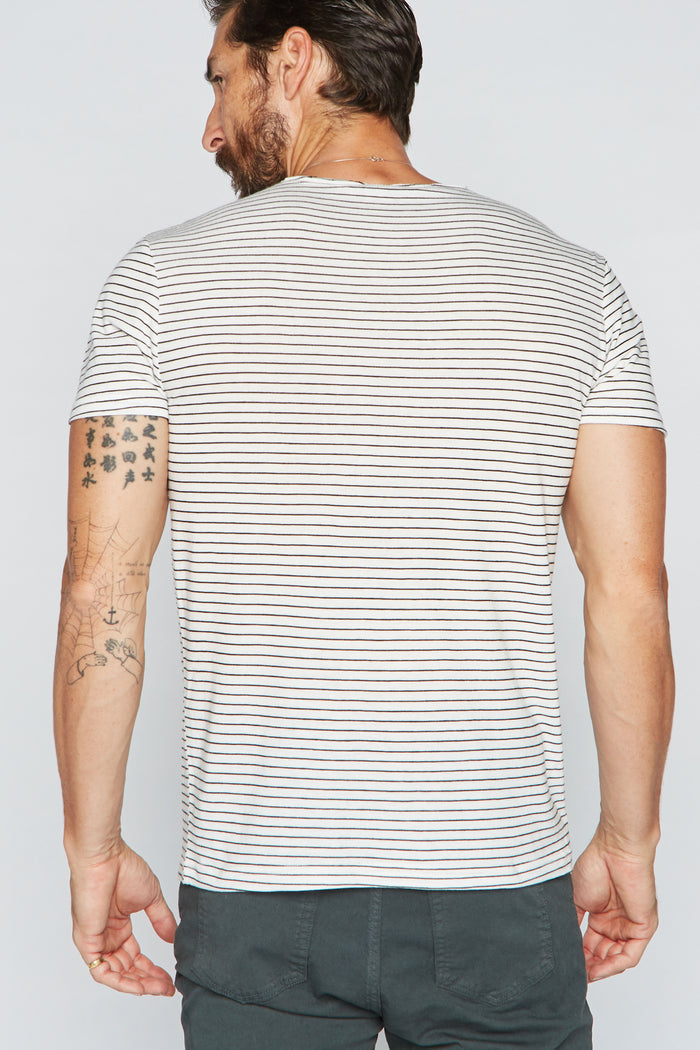 Men's Sailor Pocket Stripe Tee - White/Black - view 2