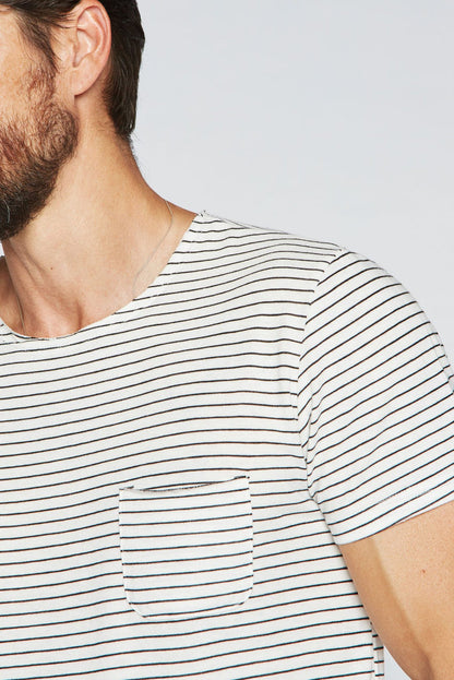 Men's Sailor Pocket Stripe Tee - White/Black - view 3