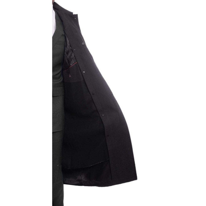 Cianni Cellini OUTERWEAR Men's Single Breasted Black Long Trench Coat Jacket With Removable Belt & Liner