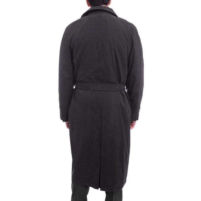 Cianni Cellini OUTERWEAR Men's Single Breasted Black Long Trench Coat Jacket With Removable Belt & Liner