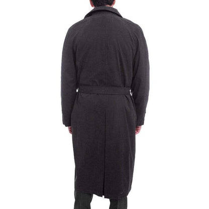 Cianni Cellini OUTERWEAR Men's Single Breasted Black Long Trench Coat Jacket With Removable Belt & Liner