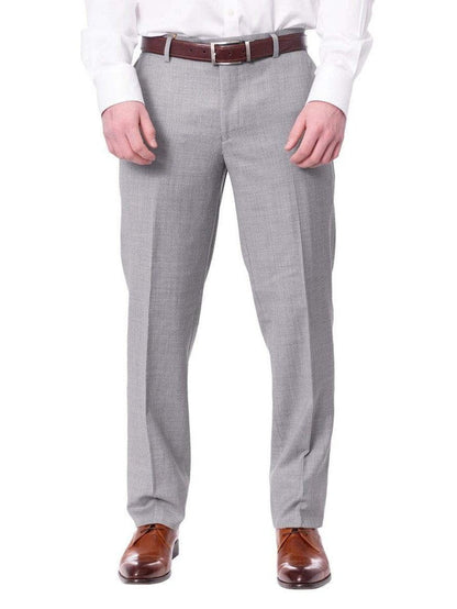 Label M PANTS Mens Extra Slim Fit Light Heather Gray Flat Front Wool Dress Pants