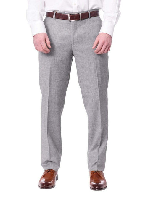 Label M PANTS Mens Extra Slim Fit Light Heather Gray Flat Front Wool Dress Pants