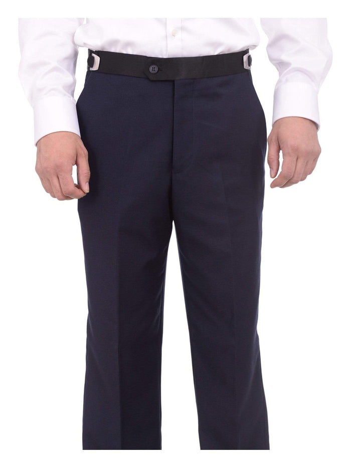 Mens Slim Fit Navy Blue One Button Tuxedo Suit With Black Satin Shawl Lapel - The Suit Depot